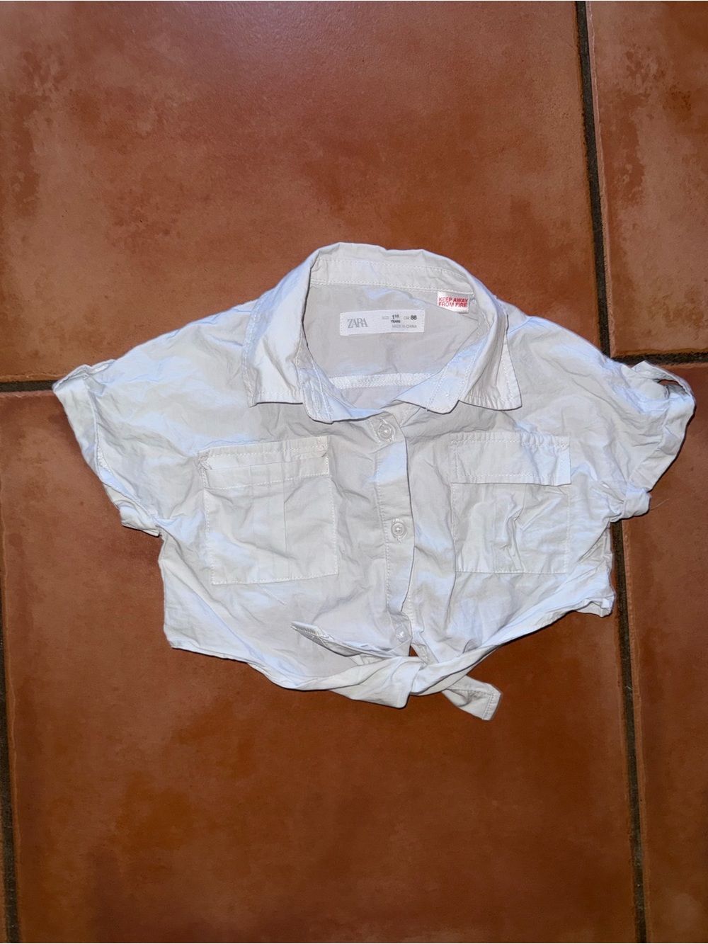 Zara White Tie-Front Button Down Shirt